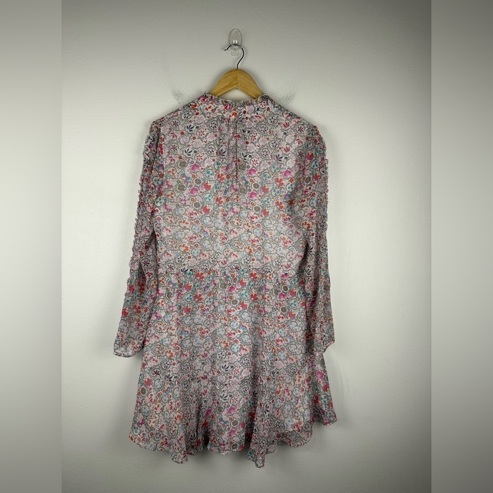 Shoshanna Avila Floral 100% Ruffle Silk Cocktail Mini Dress Size 10‎ - Picture 2 of 10